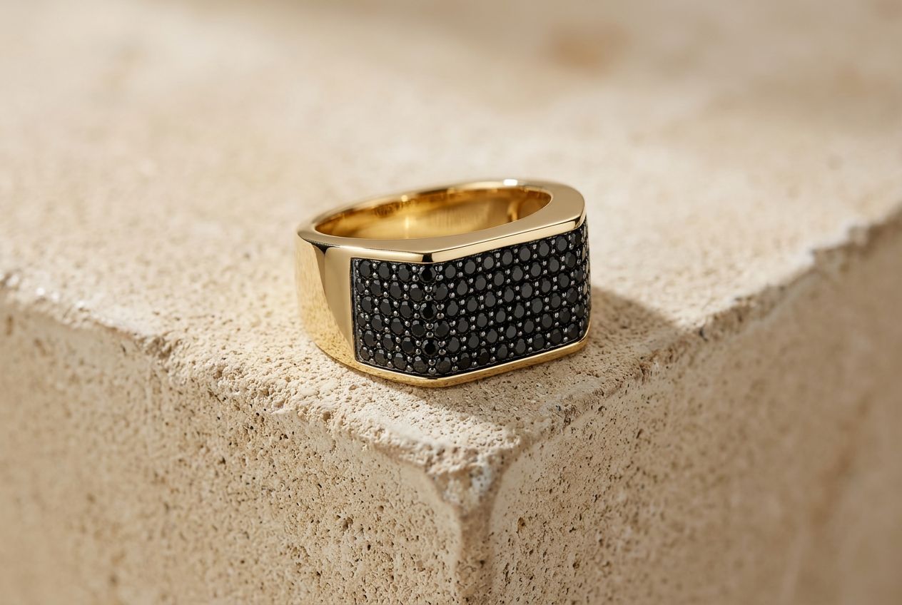Black Pavé Signet, 18K YELLOW GOLD · BLACK LAB DIAMONDS