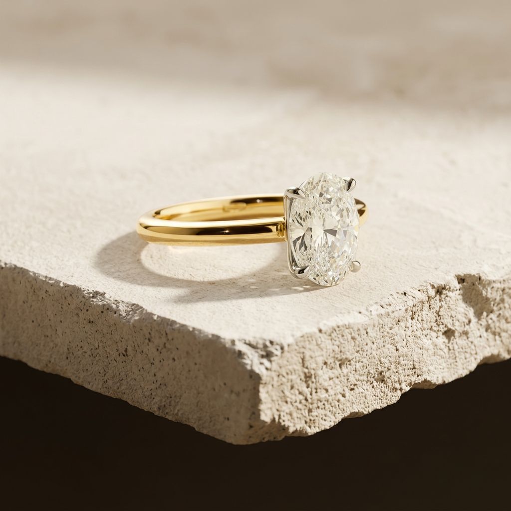 Modern Romantic diamond ring in 18k Yellow Gold