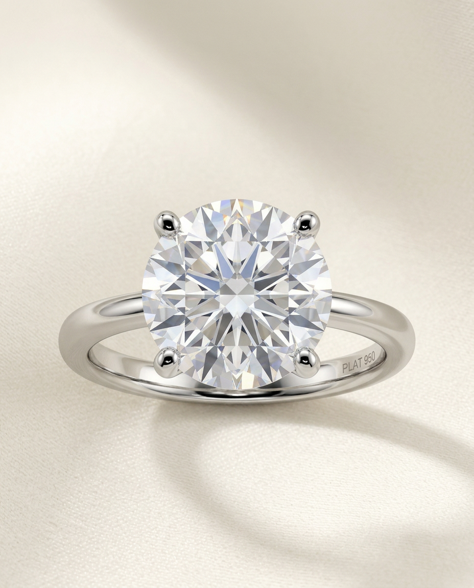 Round Brilliant cut diamond ring in Platinum