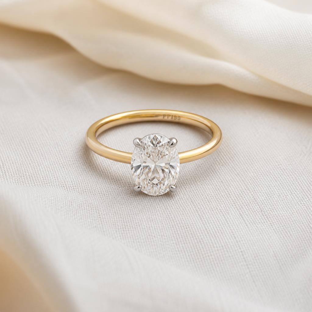 3ct Oval Solitaire in 18k Yellow Gold